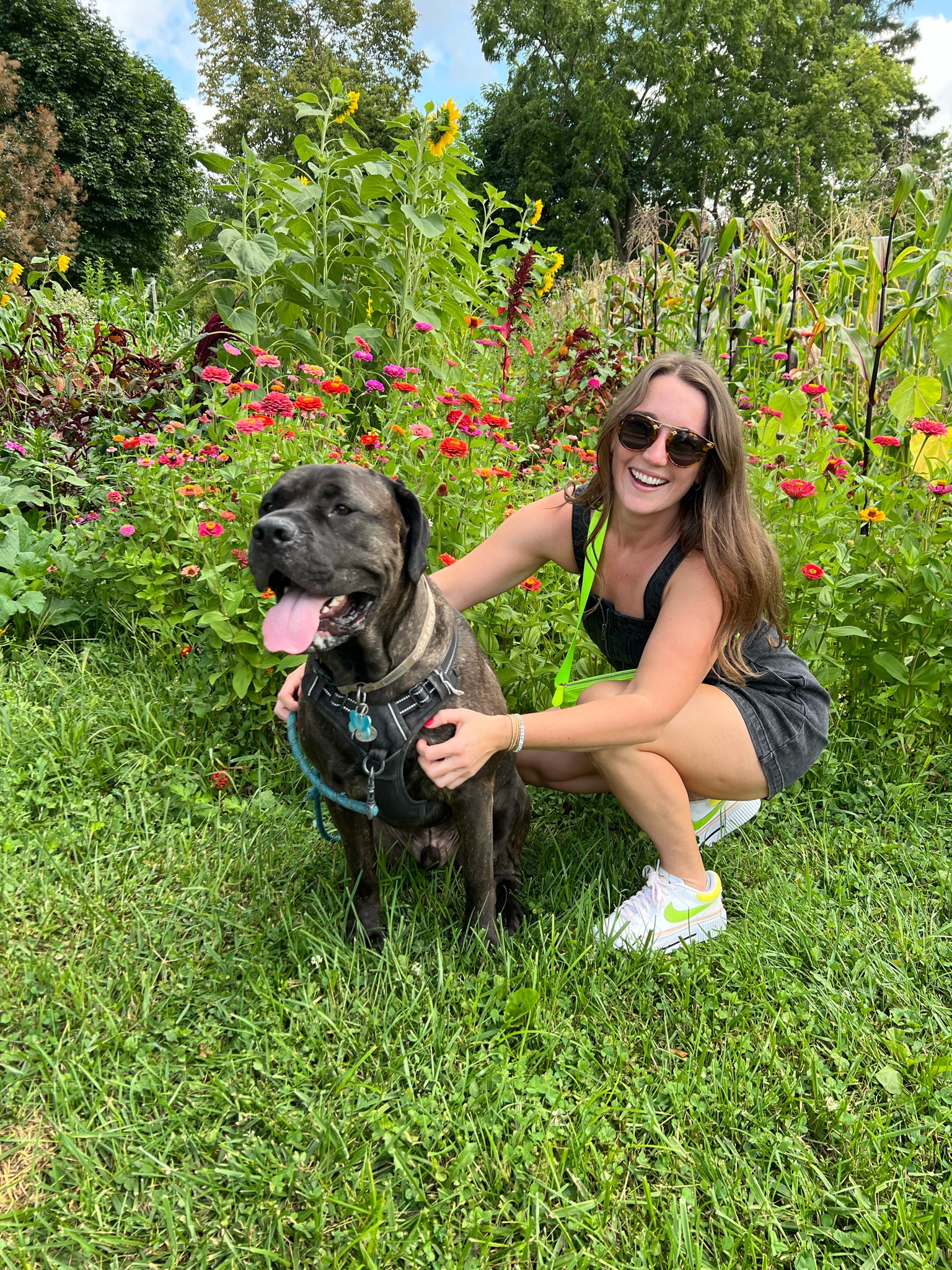 This Target denim dress wins again, especially with these bright Nikes and neon belt bag. Linking exact dress and sneaks and very similar bag :)