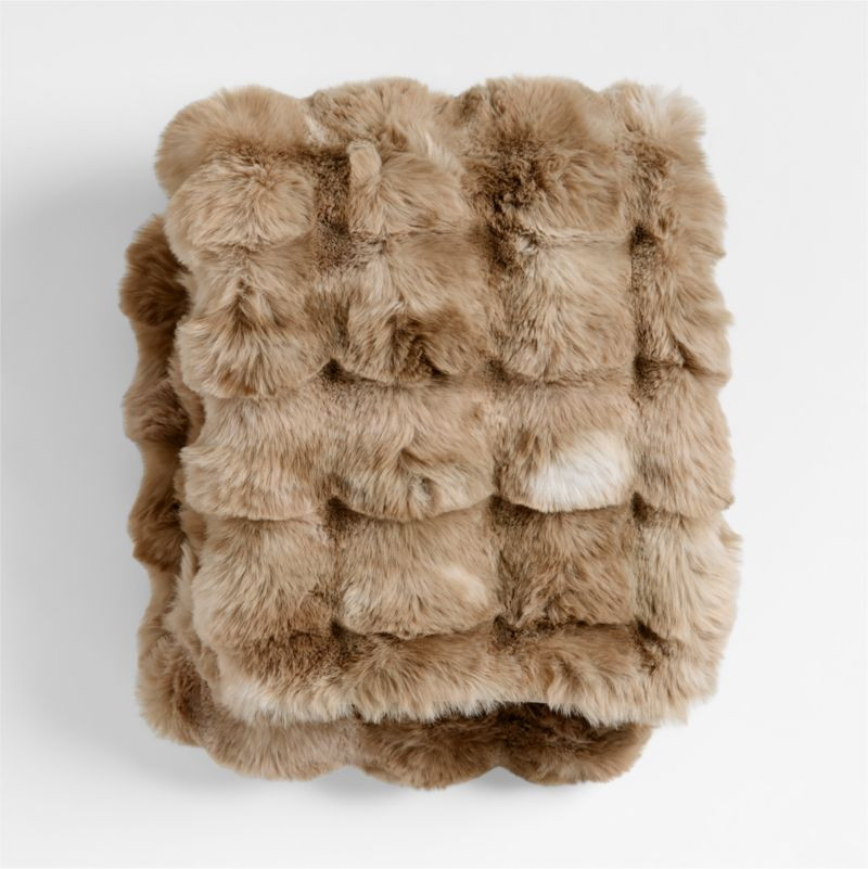 Pucker Ginger Tan Faux Fur Baby Stroller Blanket | Crate & Barrel