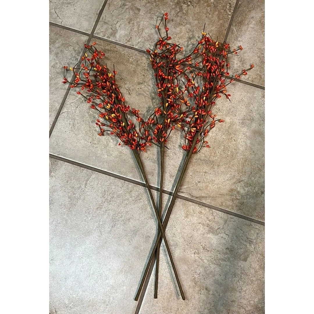 Pip Berry Picks Set of 3 Red Orange Yellow Fall Primitive Floral Decor Wire S29 - Etsy | Etsy (US)