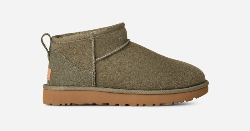 UGG® Women's Classic Ultra Mini Sheepskin Classic Boots in Moss Green/Amphora, Size 11 | UGG (US)