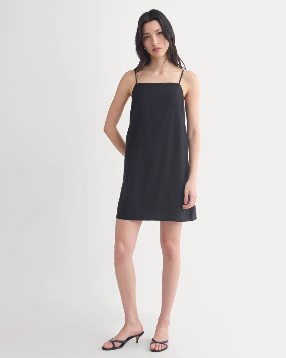 Mini Shift Dress in Stretch Linen | Black | Everlane