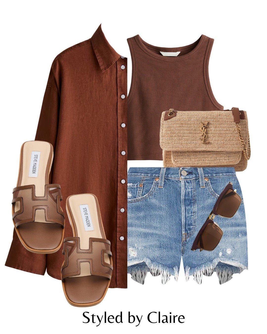 Chocolate brown oversized linen shirt styling🤎
Tags: H&M crop top revolve Levi shorts distressed denim sunglasses Steve Madden mesh sandals Hermes dupe ysl raffia bag fashion summer inspo outfit ideas city break chic women’s style Barcelona Ibiza Dubai holiday vacation brunch capsule wardrobe 

#LTKstyletip #LTKsummer