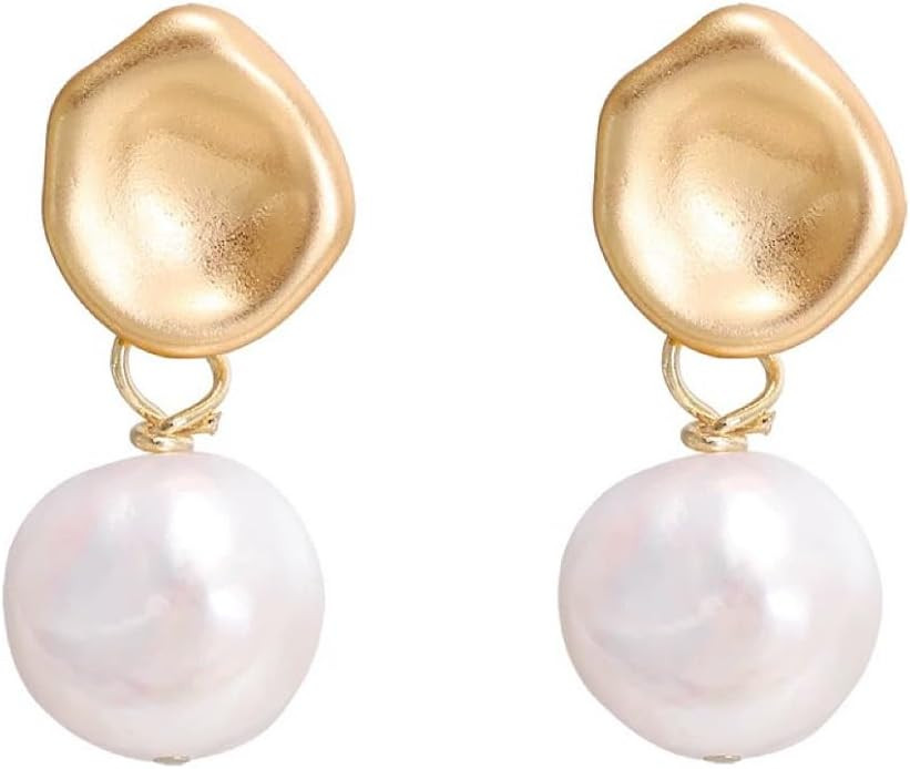 RueraHoo Freshwater Pearl Earrings for Women Baroque,Retro,Trendy Eardrop,Jewelry Gift | Amazon (US)