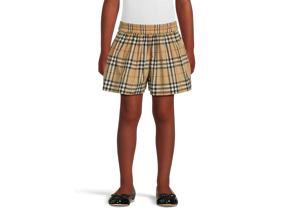 Burberry Kids Marcy Check Shorts (Big Kid) Girl's Shorts Sand IP Check : 10 Years, Cotton | Zappos