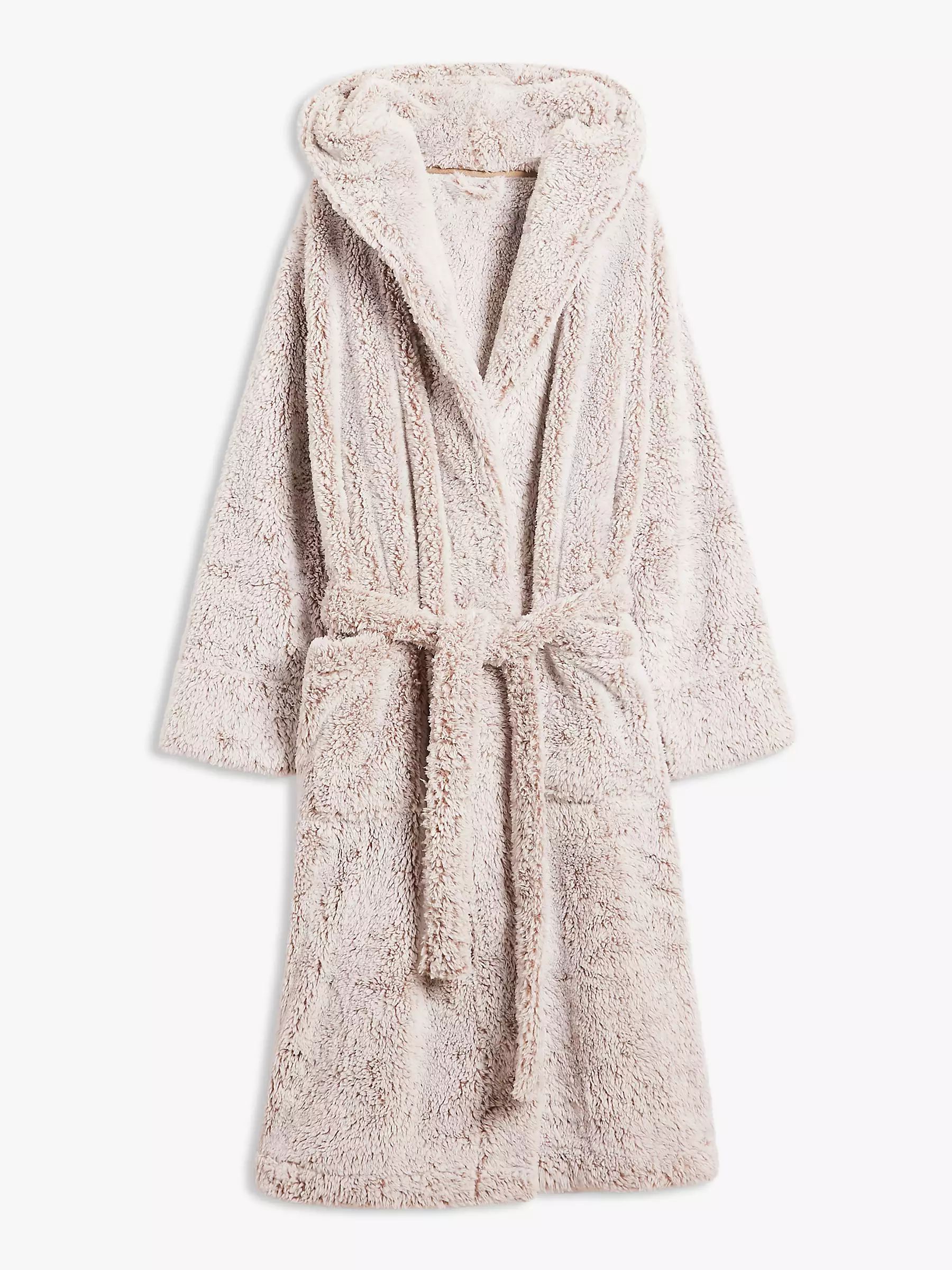 John Lewis & Partners Hi Pile Fleece Robe, Oatmeal | John Lewis (UK)