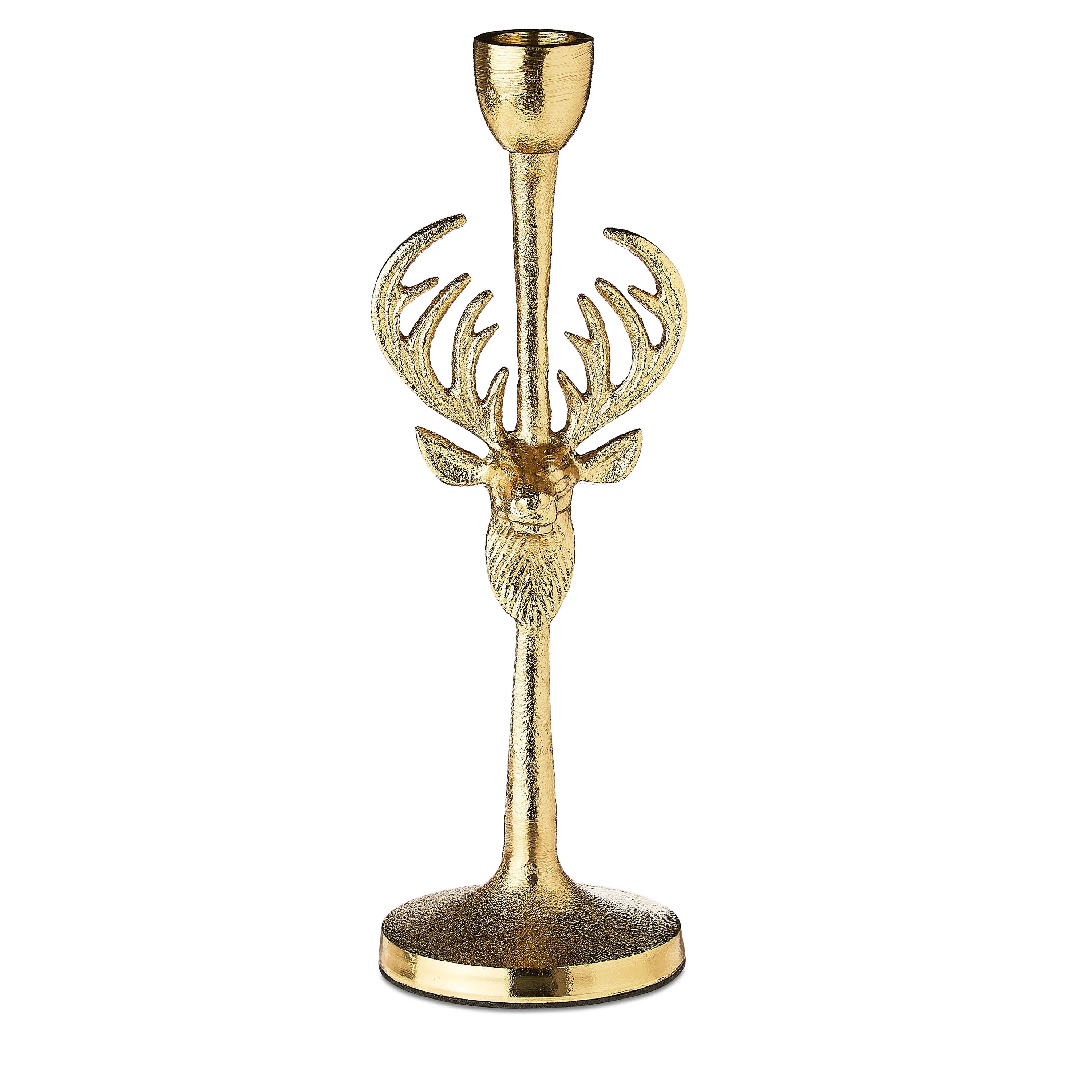 Gold Aluminum Stag Christmas Taper Candle Holder, 10", by Holiday Time | Walmart (US)