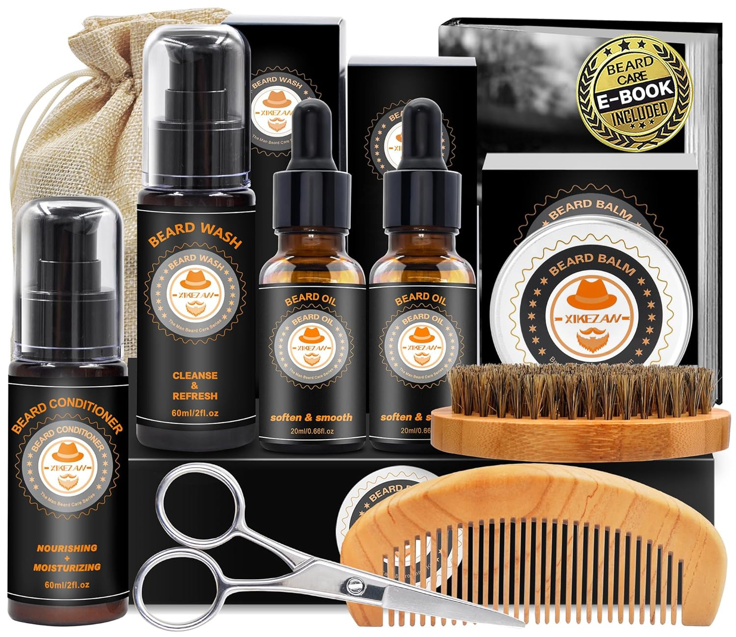 Upgraded Beard Grooming Kit w/Beard Conditioner,Beard Oil,Beard Balm,Beard Brush,Beard Shampoo/Wa... | Amazon (US)