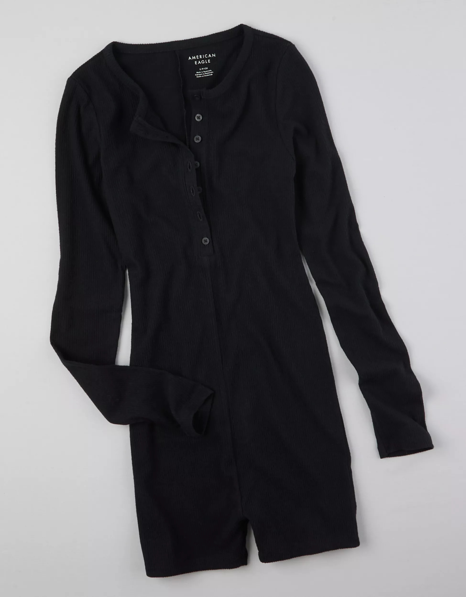 AE Long-Sleeve Knit Henley Onesie | American Eagle Outfitters (US & CA)