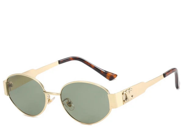 Milan Green & Gold Oval Sunglasses | Jewel Boutique