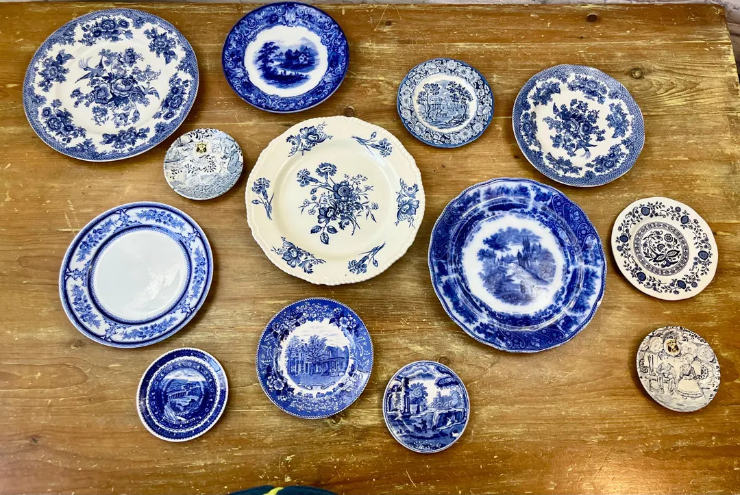 Vintage Antique Blue White Transferware Plates Decorative Wall Plates Mix and Match Plates SOLD I... | Etsy (US)