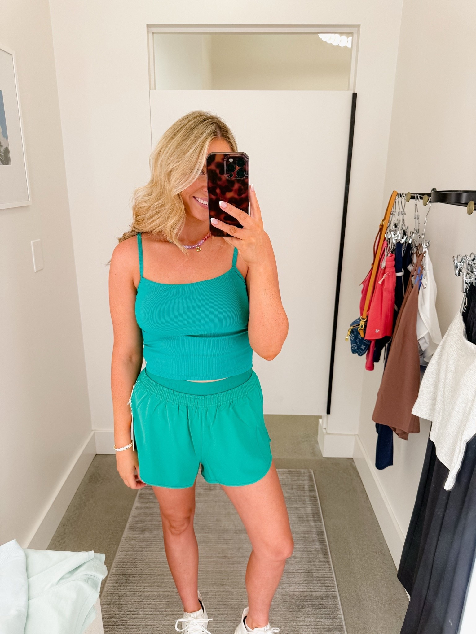 This emerald color is so pretty! Purchased this set for myself! Medium on top, M on bottom (these run a little small)

#LTKActive