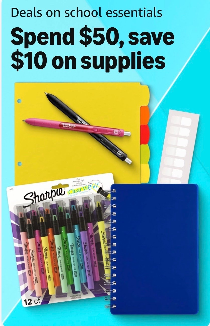 ✨ Save $10 when you buy $50 of select school supplies from Amazon! ✨

Stock up on Back to School and Teacher Supplies now!  📚✂️✏️👇🏻🔗🛒




#amazon school supplies
#Back to school supplies
#teacher supplies
#classroom supplies
#highlighters 
#gel pens
#spiral notebooks
#three ring binders
#pencil sharpeners
#pencils
#pencil case 
#markers
#folders
#kids school supplies
#elmers glue ￼
#glue sticks 
#save
#amazon sale

#LTKKids #LTKmomlife