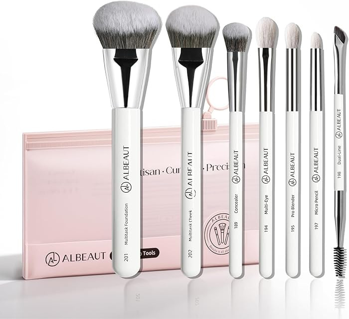 Makeup Brushes Set, Albeaut 7Pcs Face Eyeshadow Brushes Kit with Preminum Bristles Liquid Foundat... | Amazon (US)
