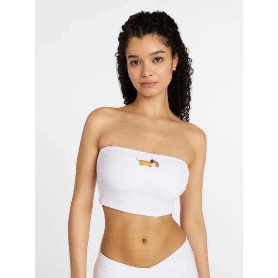 No Boundaries Embroidered Bandeau Cropped Tankini Top, Women's XXS-XXL | Walmart (US)
