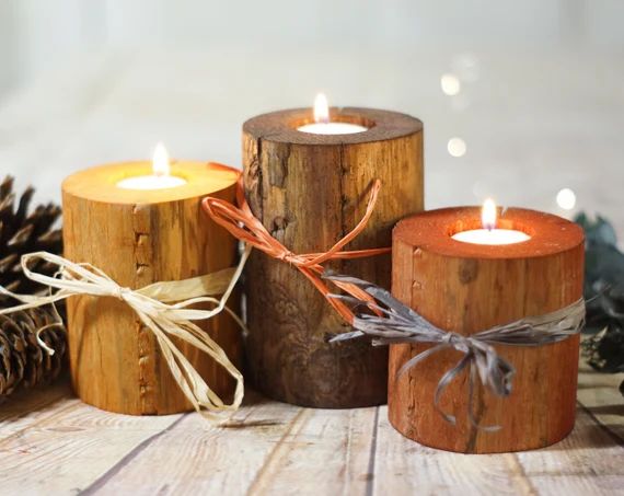 Log Candles Harvest Colors Fall Decor Thanksgiving Table | Etsy | Etsy (US)