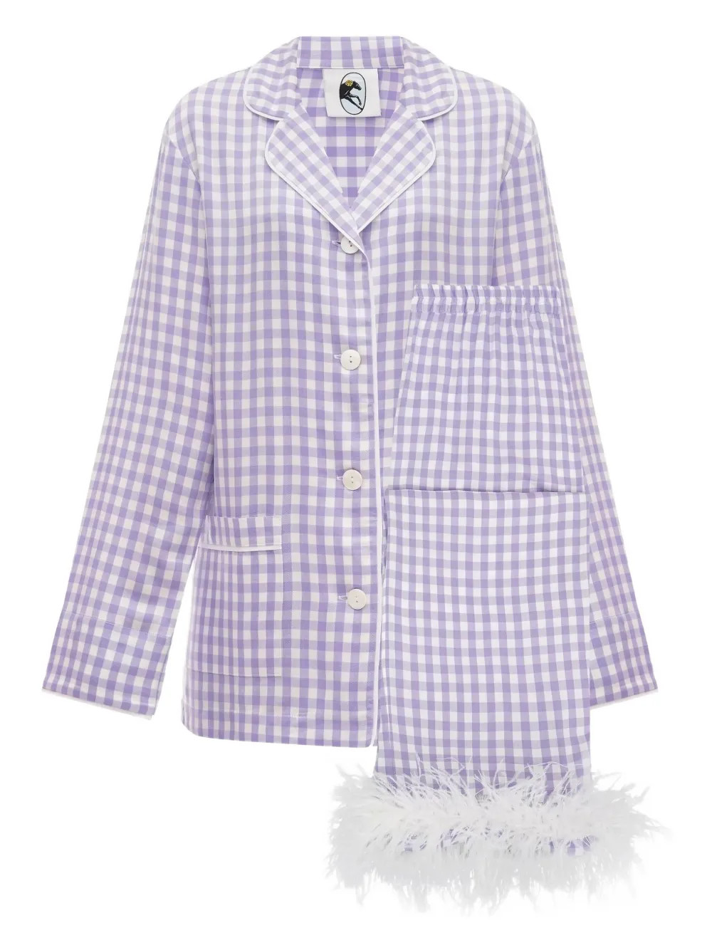 Sleeper Gingham feather-trimmed Pajamas | Purple | FARFETCH | Farfetch Global