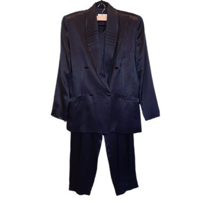 Vintage Louben Satin 2 Piece Pant Suit Pintucked Blazer Jacket Womens Size 12 | eBay CA