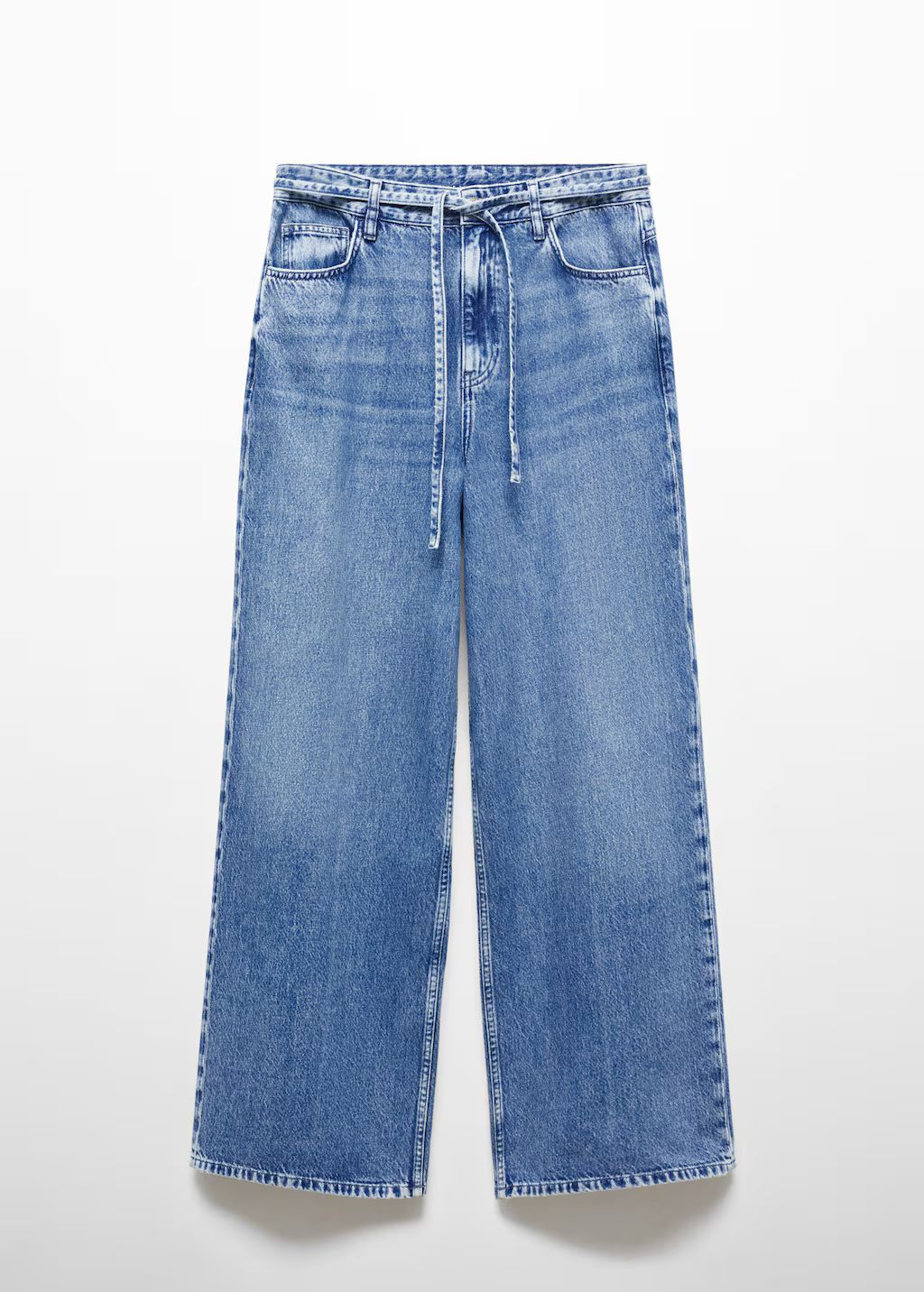 Loose wideleg jeans with adjustable drawstring -  Women | Mango USA | MANGO (US)
