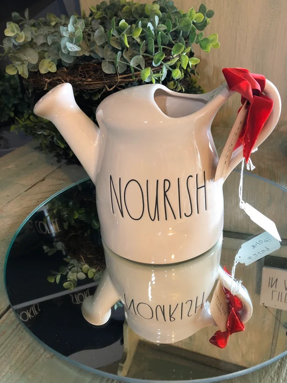 Rae Dunn ceramic “Nourish” watering can | Etsy (US)