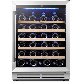24 in. Single Zone 52-Bottles Built-In/Freestanding Wine Cooler Refrigerator with 5 Removable She... | The Home Depot