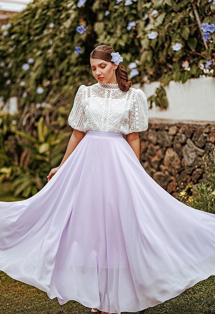 Timeless Favorite Chiffon Maxi Skirt in Lilac | Chicwish