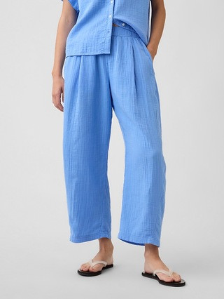 Mid Rise Pull-On Barrel Gauze Pants | Gap Factory