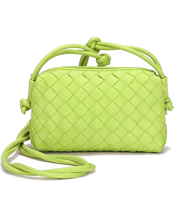 Woven Bag for Women Crossbody Shoulderbag, Small Vegan Leather Purse | Amazon (US)