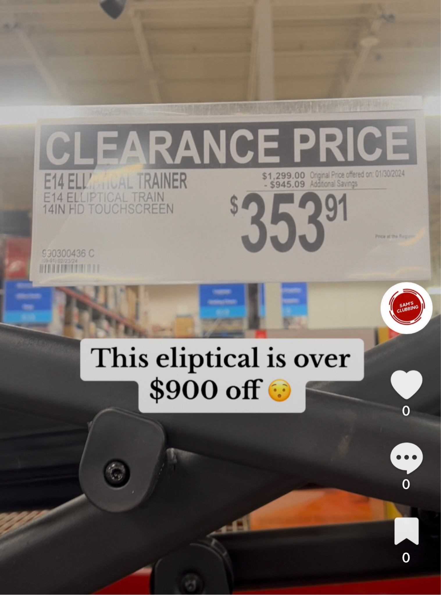 Clearance eliptical at Sam’s Club!