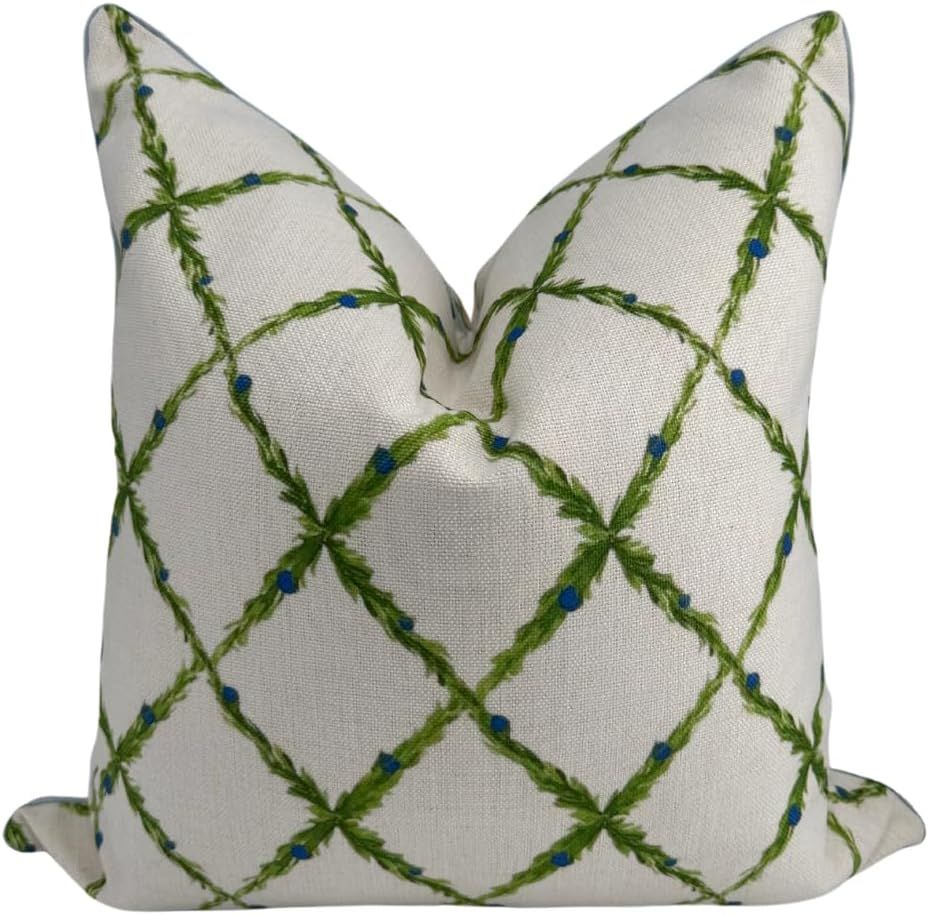 Jillien Harbor Lattice Pillow Cover Spring Grandmillennial Pillow Throw Pillow for Home Throw Pil... | Amazon (US)