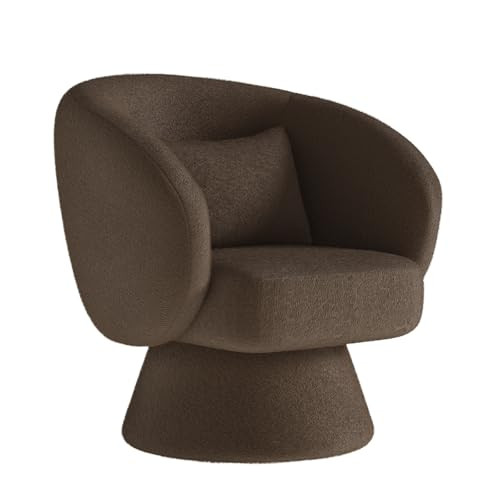 Swivel Accent Chair, Modern Upholstered Barrel Chair with 360° Swivel, Soft Teddy Fabric & Extra Lumbar Pillow, Stylish Round Accent Chair for Living Room, Bedroom, Nursery – Brown,1PC | Amazon (US)