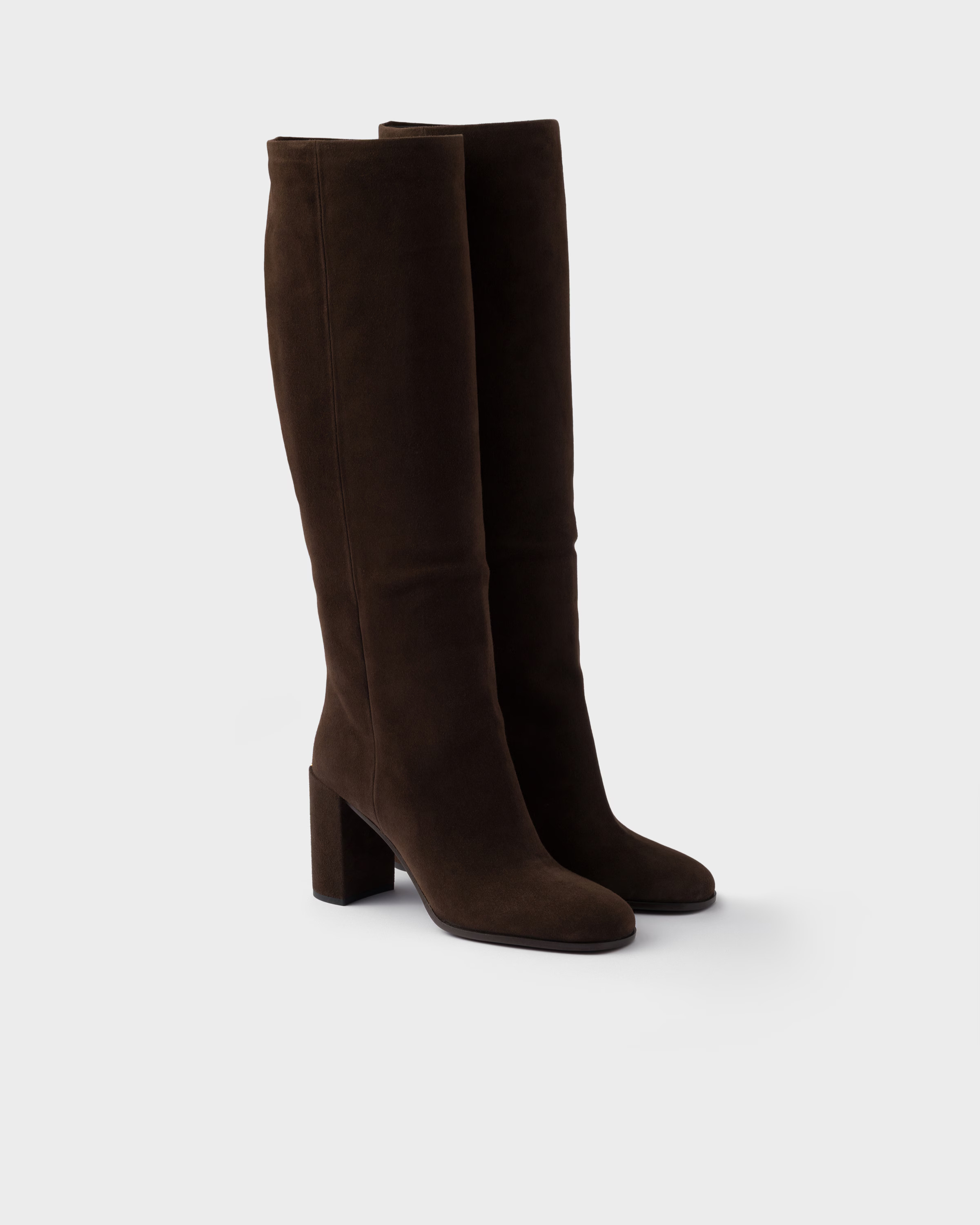 Heeled suede boots | Prada US