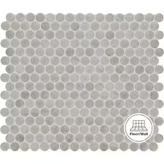 Daltile Restore Silver Stone 11 in. x 13 in. Glazed Ceramic Penny Round Mosaic Tile (10.6 sq. ft.... | The Home Depot