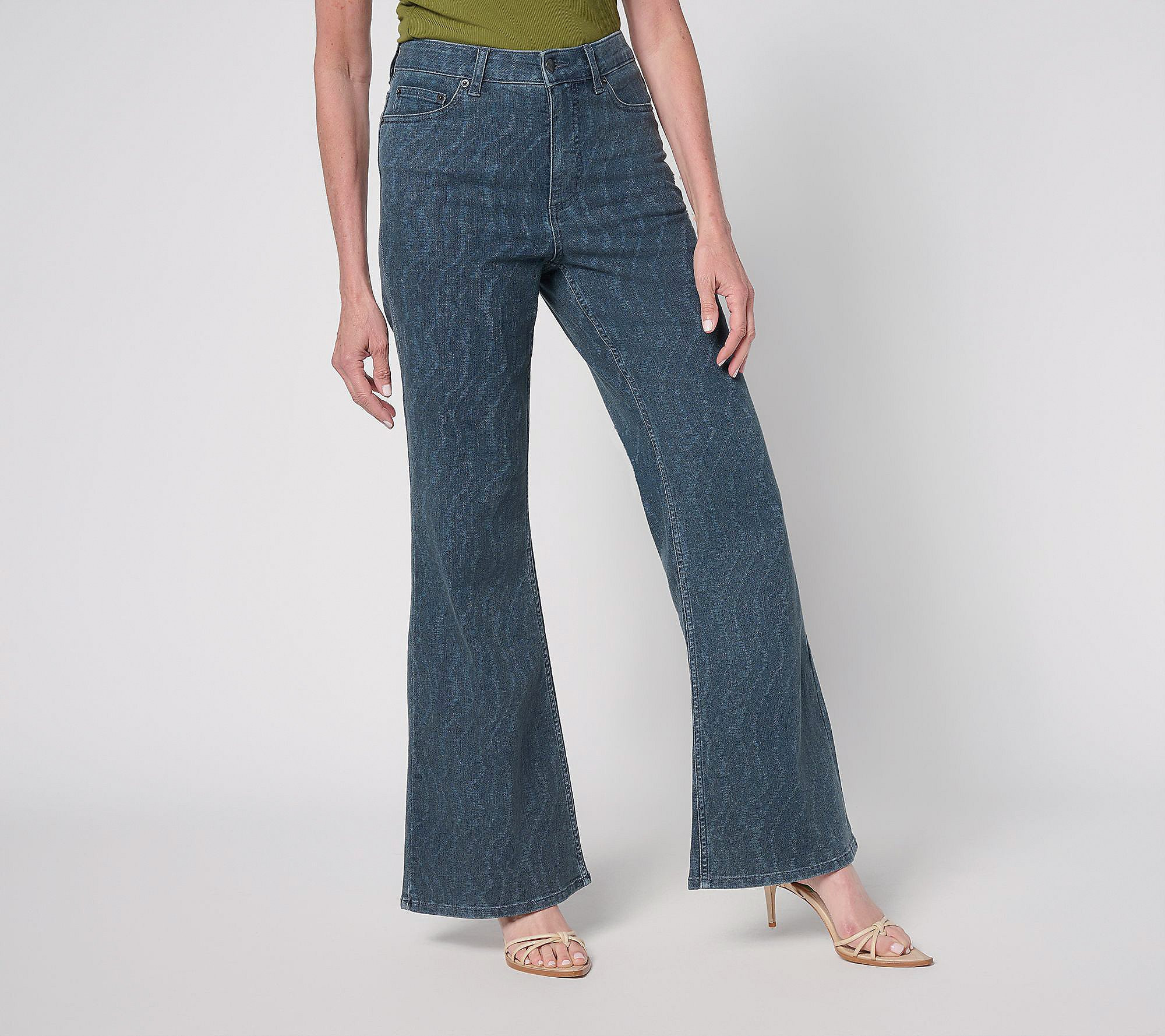 Me by Jennie Garth Regular Printed Flare Jeans-Indigo | QVC