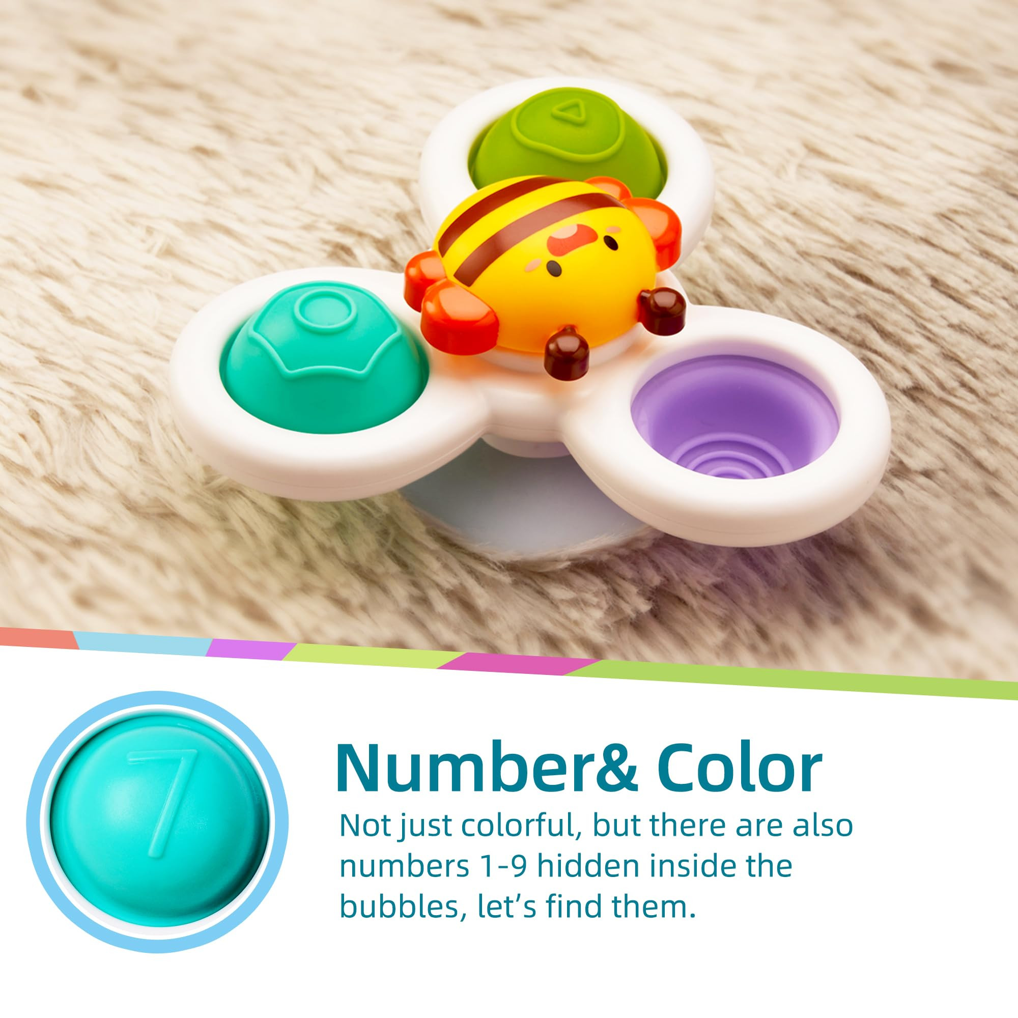 LiKee Strong Suction Cup Fidget Spinnerz Sensory Bath Toys for Baby 12 18 Months Airplane Car Tra... | Amazon (US)