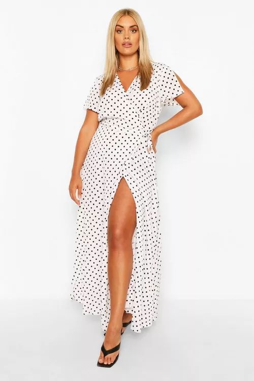 Plus Polka Dot Wrap Maxi Dress | Boohoo.com (US & CA)