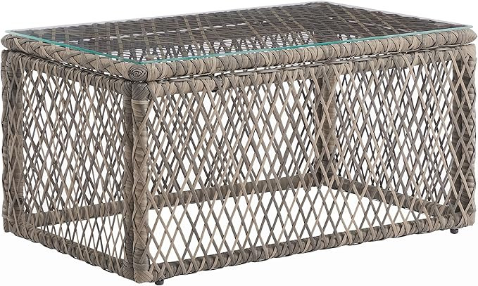 Crosley Furniture Granite Bay Wicker Outdoor Coffee Table, Glass Top Patio Tables Porch, Deck, Ba... | Amazon (US)