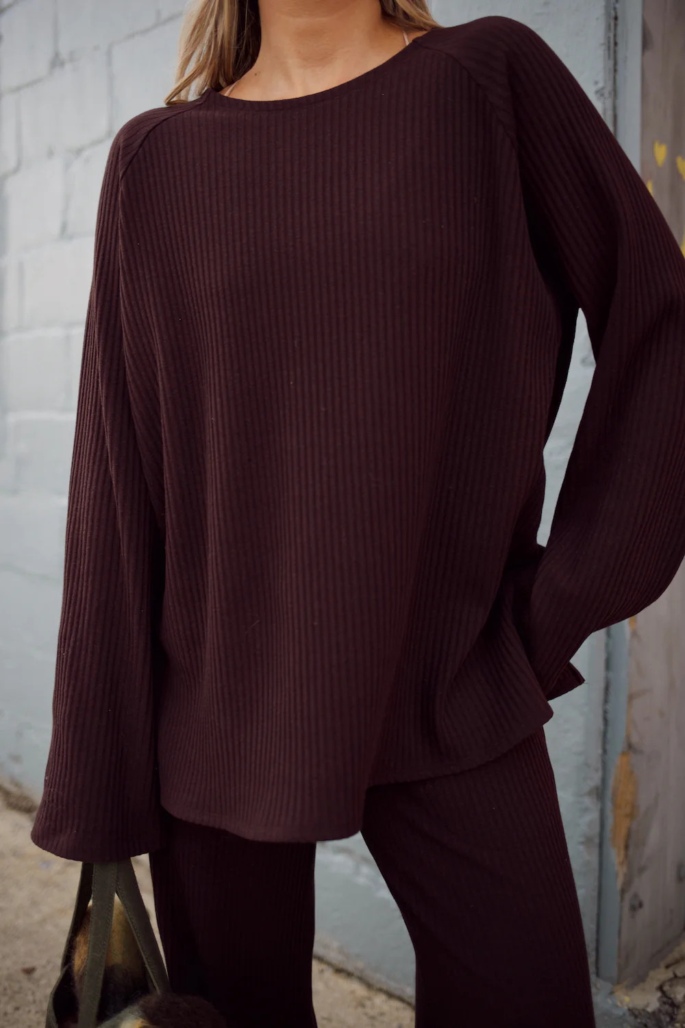 Ribbed Sweater Bell Sleeve Top - Chocolate | How Do You Wear That