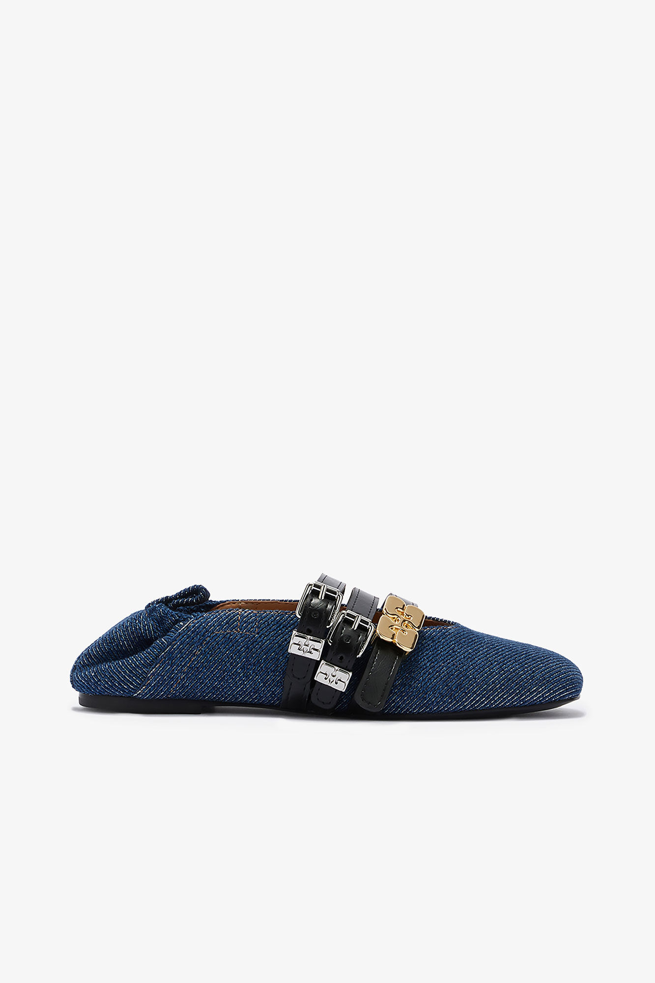 Sue Triple Ballerina in Denim | Ganni