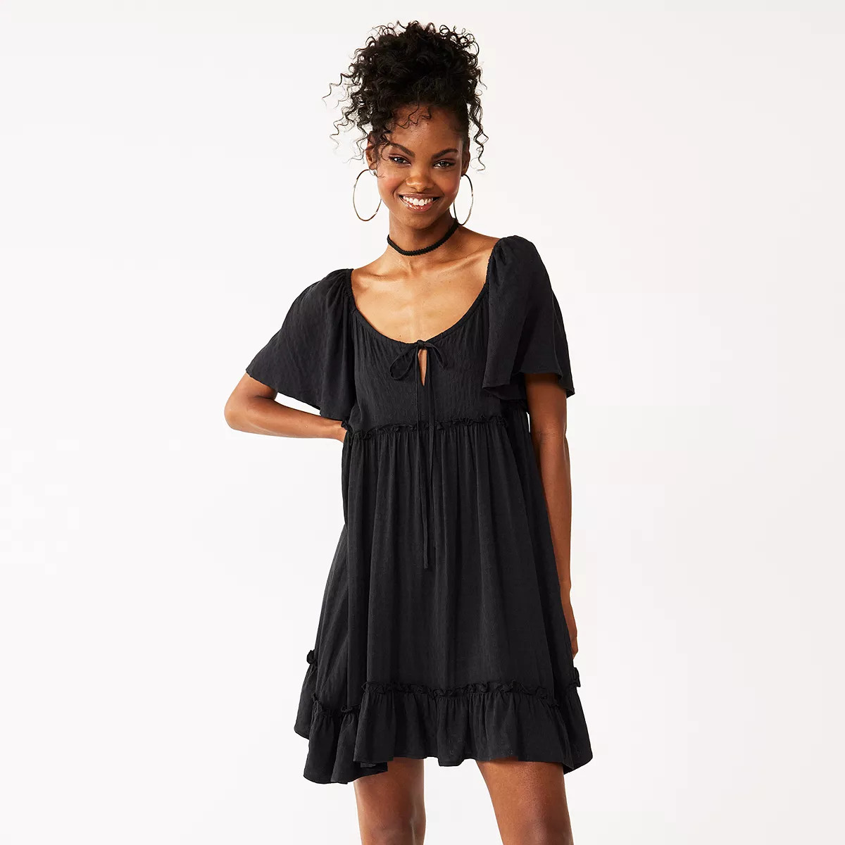Juniors' SO® Flutter Sleeve Babydoll Dress | Kohl's