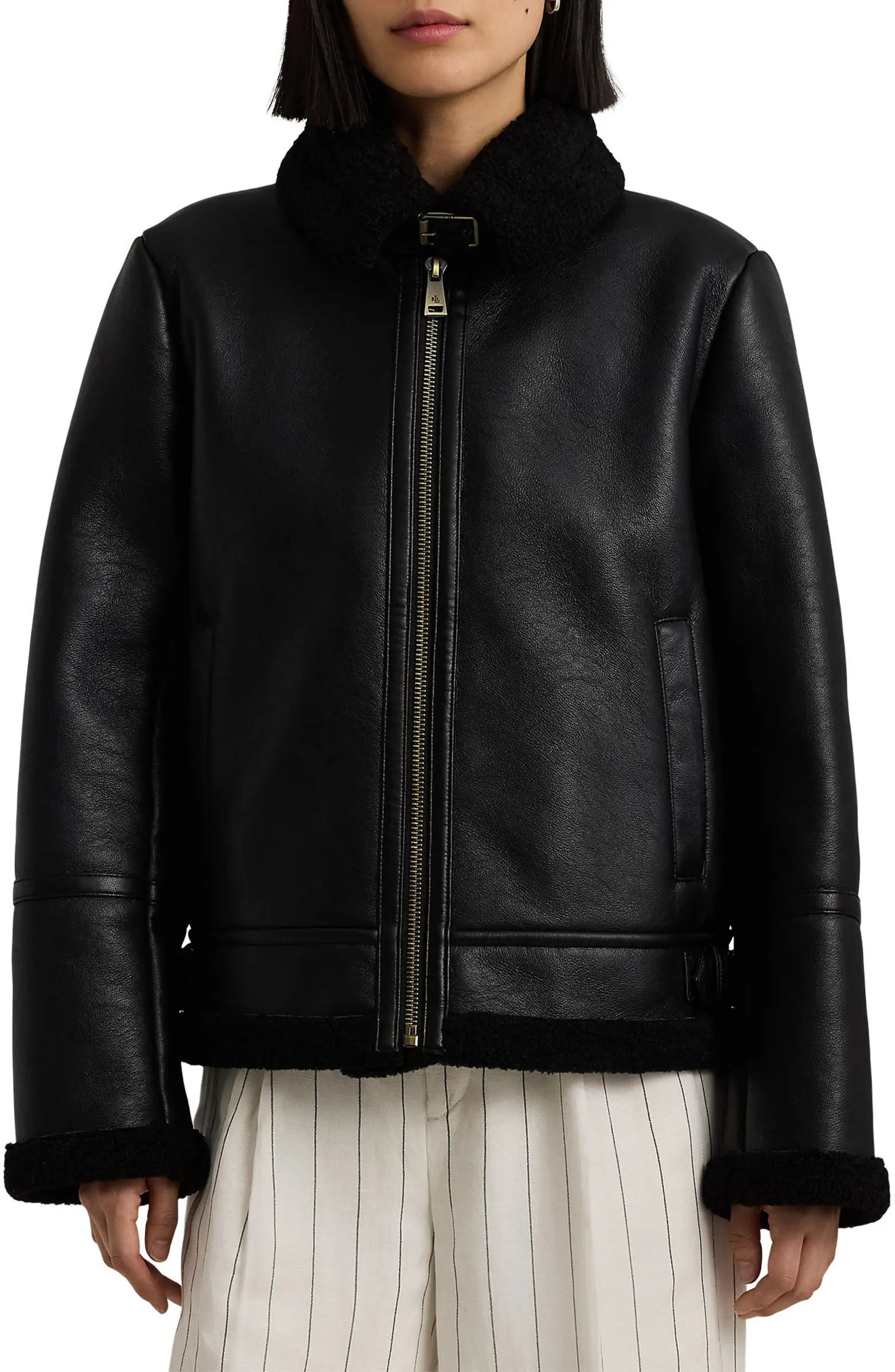 Faux Leather & Faux Shearling Bomber Jacket | Nordstrom