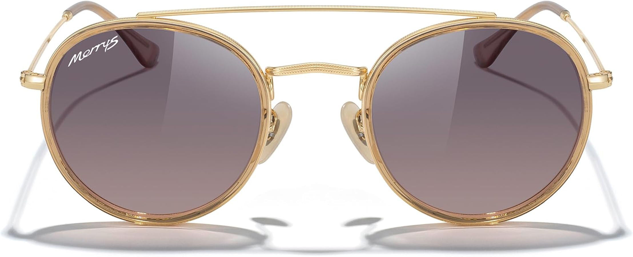 MERRY'S Retro Round Polarized Sunglasses - Unisex Double Bridge Sun Glasses | Amazon (US)