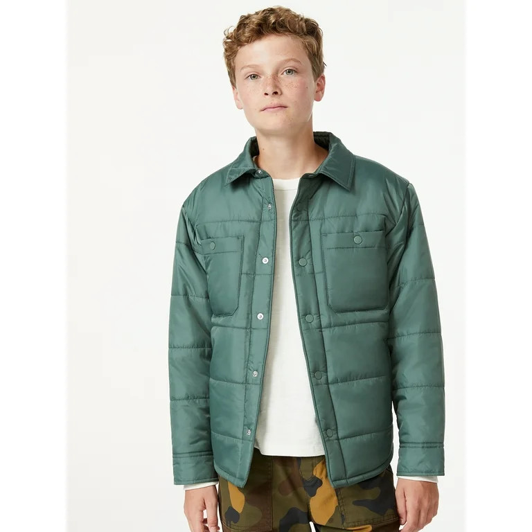 Free Assembly Boys Puffer Shirt Jacket, Sizes 4-18 - Walmart.com | Walmart (US)