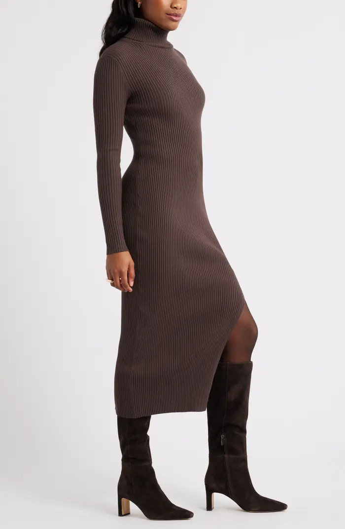 Rib Long Sleeve Turtleneck Sweater Dress | Nordstrom