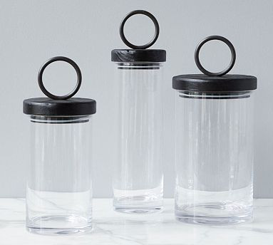 Black Wood &amp; Iron Handled Canisters | Pottery Barn (US)
