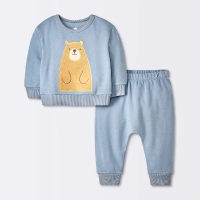 Baby Boys' Modal French Terry Sweatshirt & Pants Set - Cloud Island™ Blue Newborn | Target