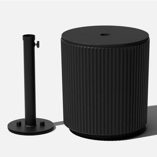Round Black Plastic 21'' Height Outdoor Umbrella Side table | The Home Depot