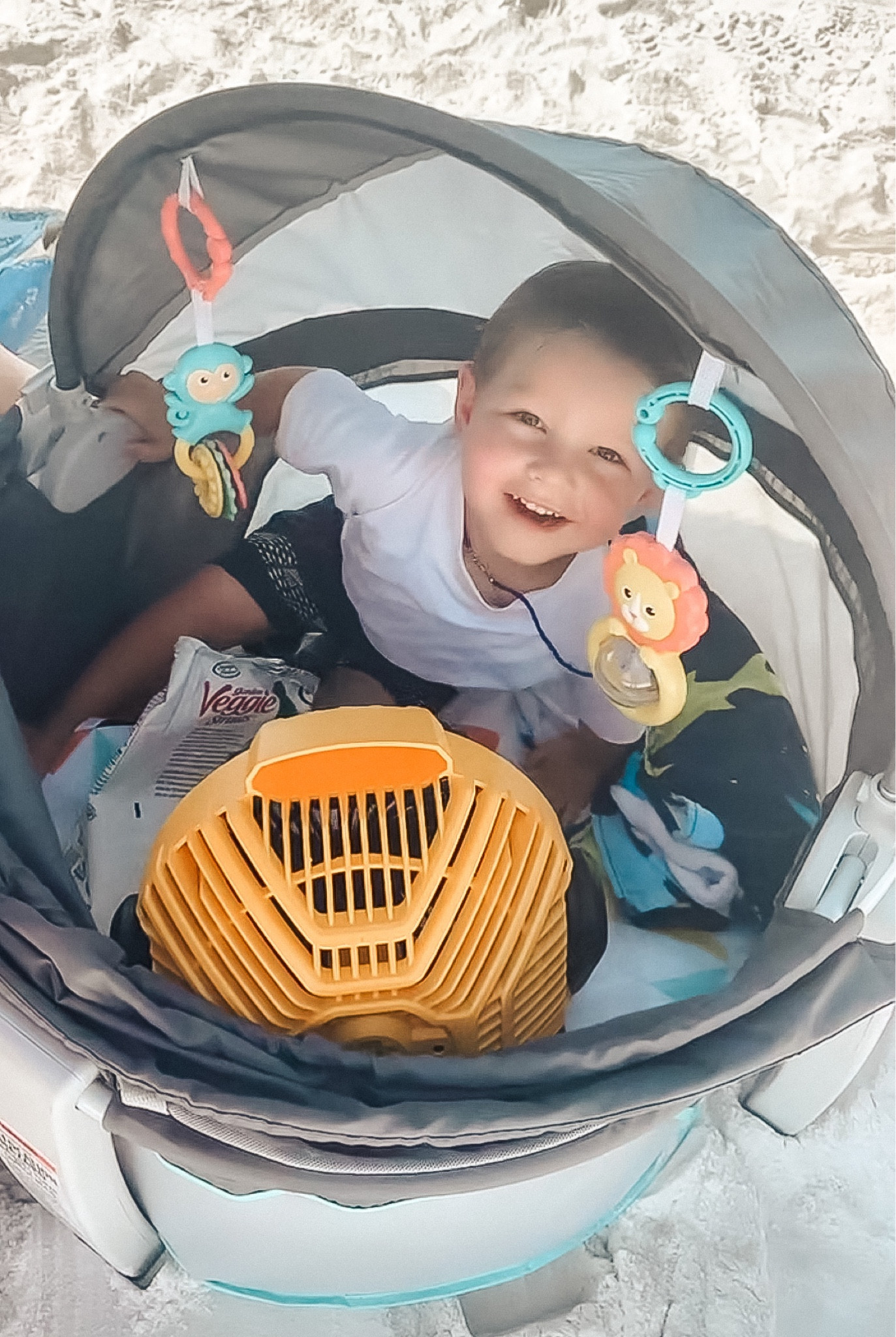 the third and final product that we absolutely would take on another beach trip…this fan! even with on and off heat advisories, the babies were comfortable 💛