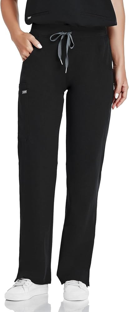 Scrubs for Women, Knit Yoga Waistband Straight Leg Classic Fit Scrub Pants | Amazon (US)