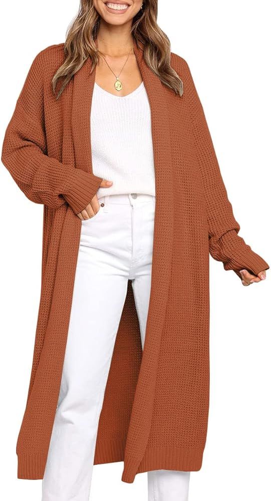 LILLUSORY Women's Oversized Slouchy Knit Chunky Open Front Sweater Coat with Pockets | Amazon (US)