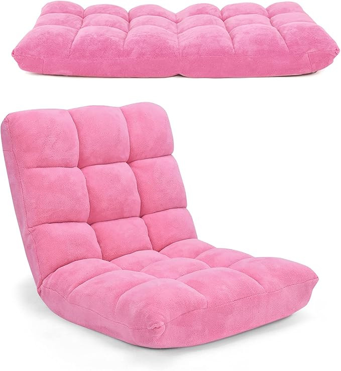 Adjustable 14-Position Memory Foam Floor Chair, Folding Gaming Sofa Chair with Back Support, Chai... | Amazon (US)